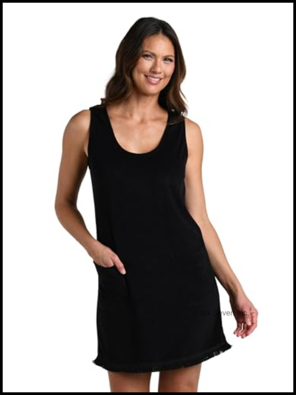 La Blanca Sleeveless Mini Dress Swimsuit Cover Up - Rayon Blend, Fringe Hem,